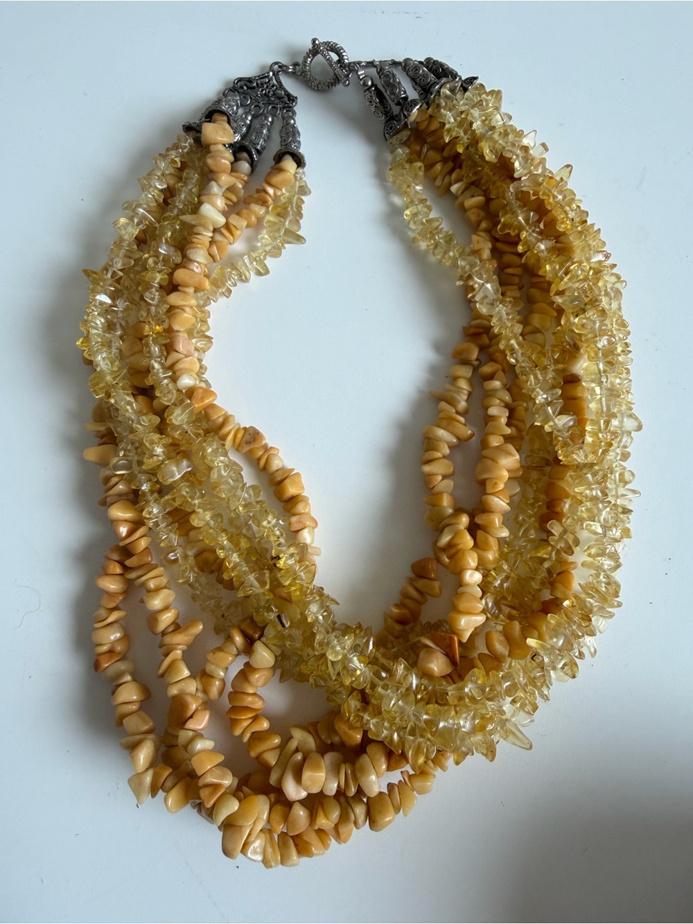 Multi-Strand Yellow Beaded Statement Necklace
